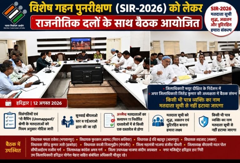 SIR-2026 को लेकर राजनीतिक दलों के साथ बैठक, पात्र मतदाताओं को राहत