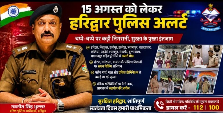 15 अगस्त पर हरिद्वार में हाई अलर्ट, पुलिस कप्तान ने कसा शिकंजा