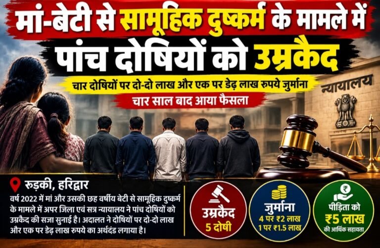 मां-बेटी से सामूहिक दुष्कर्म के मामले में पांच दोषियों को उम्रकैद