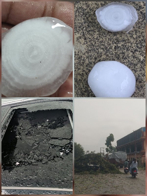 हरिद्वार में 15 मिनट की ओलावृष्टि से कारों के शीशे चकनाचूर, सड़कों पर गिरे पेड़