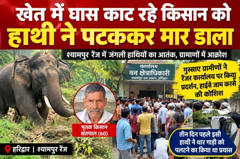 हाथी के हमले में किसान की मौत, गुस्साए ग्रामीणों ने घेरा रेंजर कार्यालय